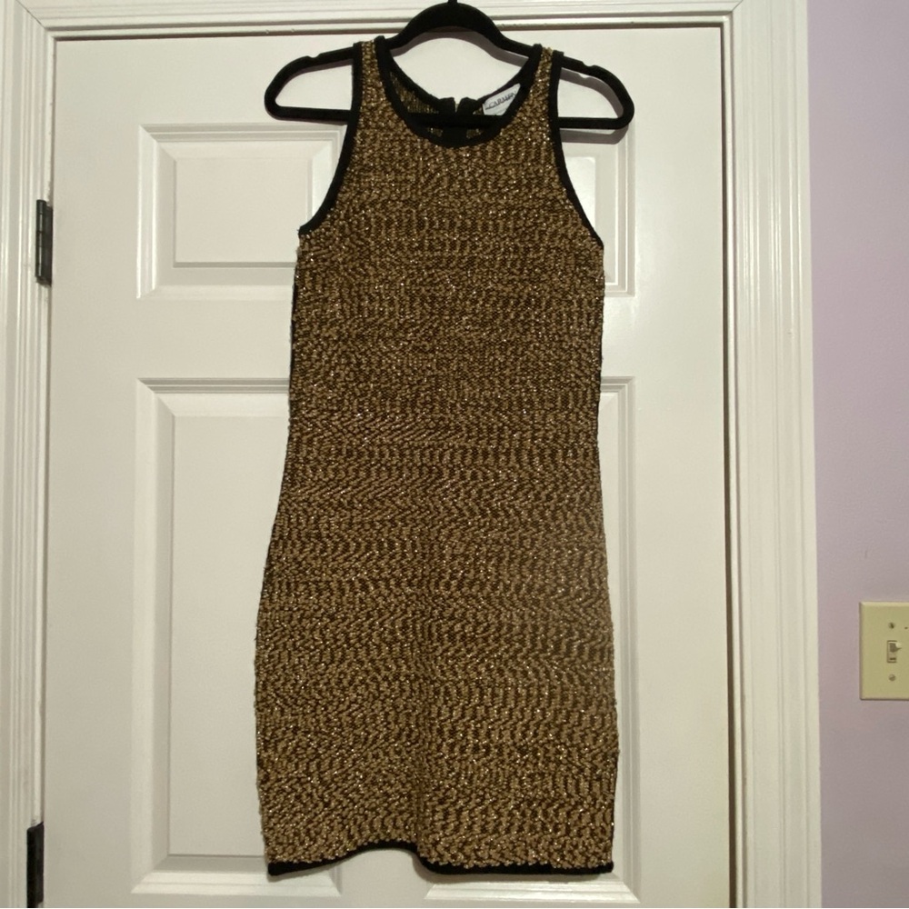 CARMEN MARC VALVO Fitted Knit Metallic Dress